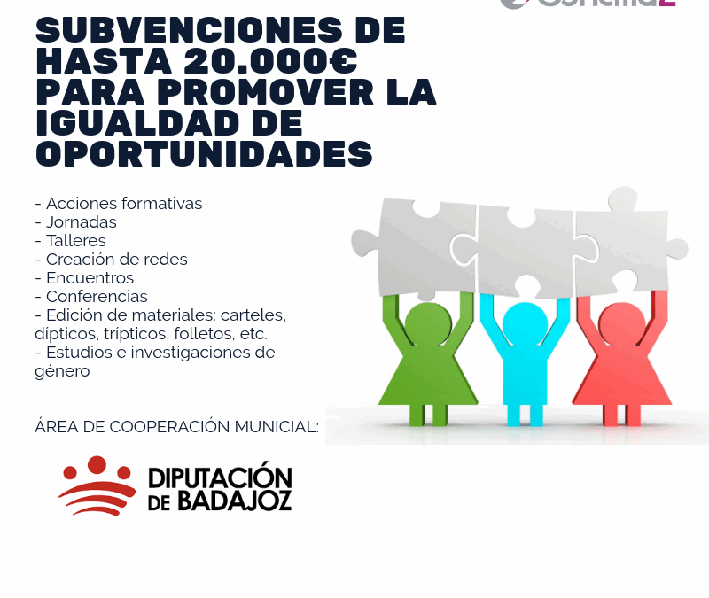 Subvenciones para proyectos dirigidos a promover la Igualdad en los municipios de la provincia de Badajoz